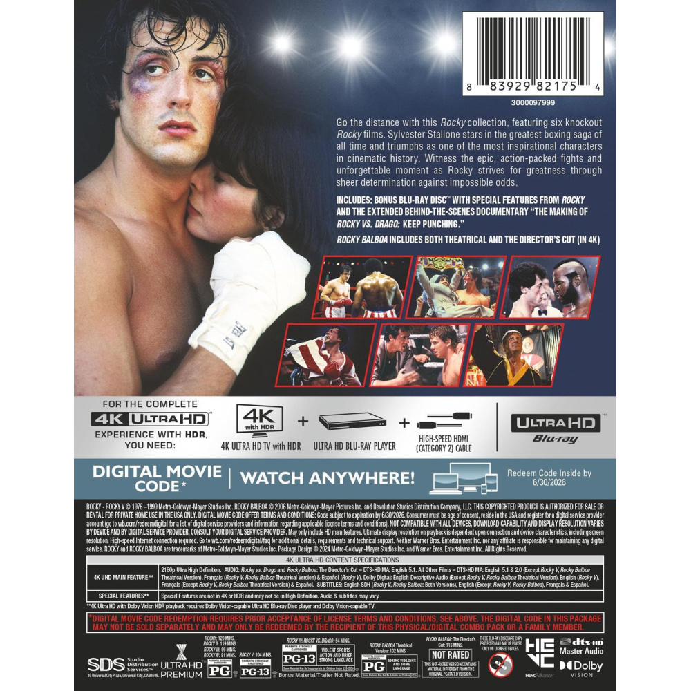 ROCKY 6-FILM COLLECTION (ULTRA HD BLU RAY)