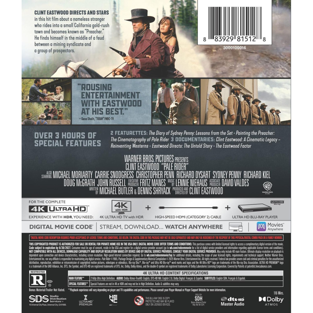 PALE RIDER (ULTRA HD BLU RAY)