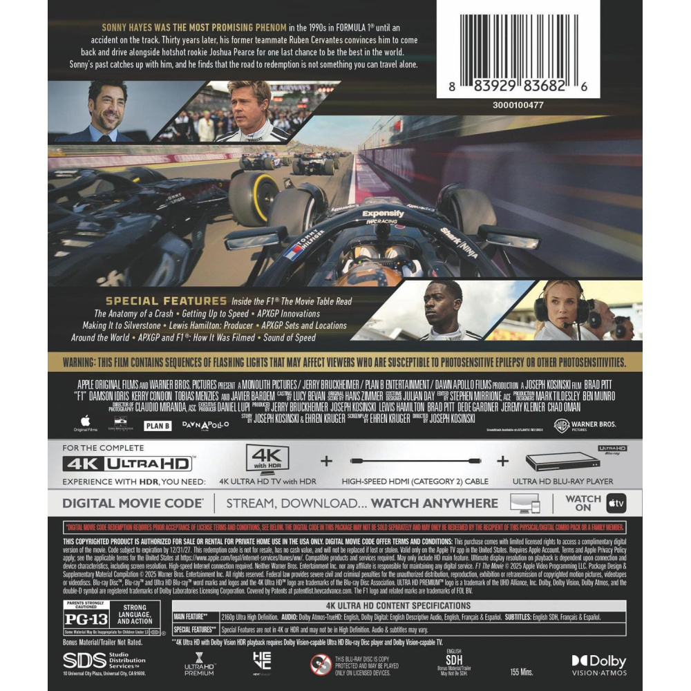 F1 : THE MOVIE (ULTRA HD BLU RAY)